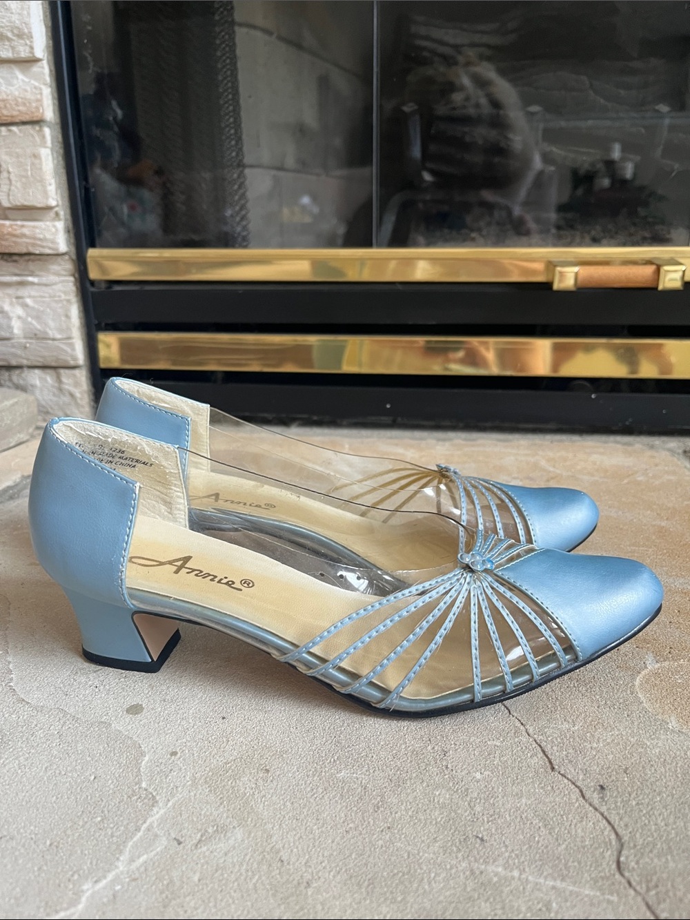 Annie Blue Pointed-Toe Pumps with Clear Panels - Picture 4 of 5